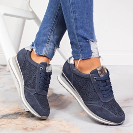 Sneakers Jezzi da donna in suede blu 1