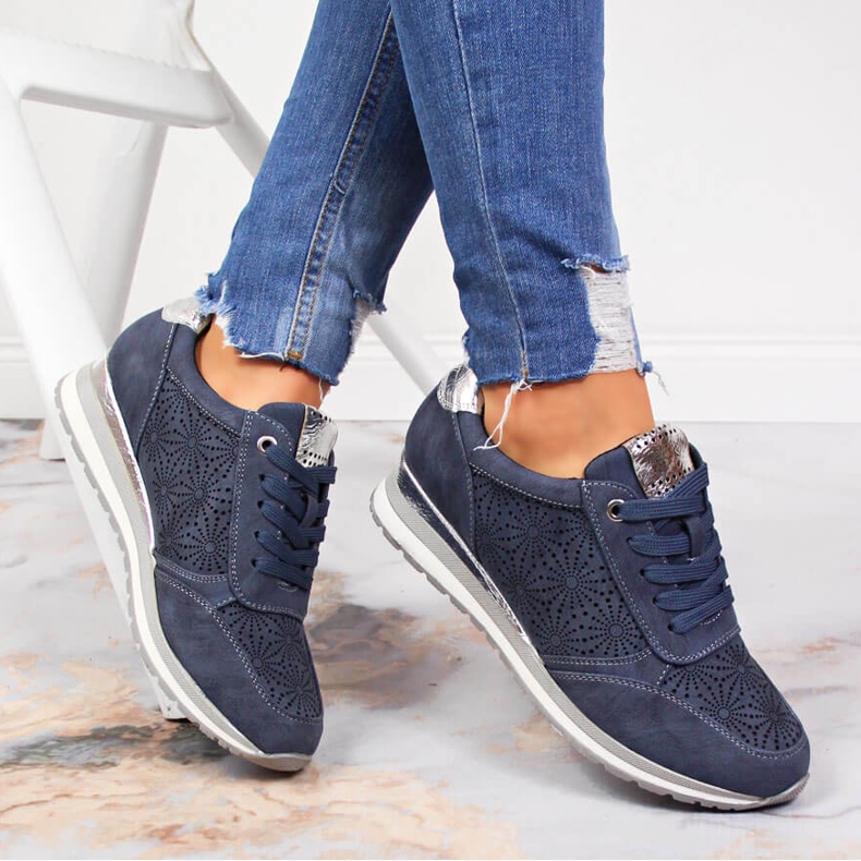 Sneakers Jezzi da donna in suede blu 1