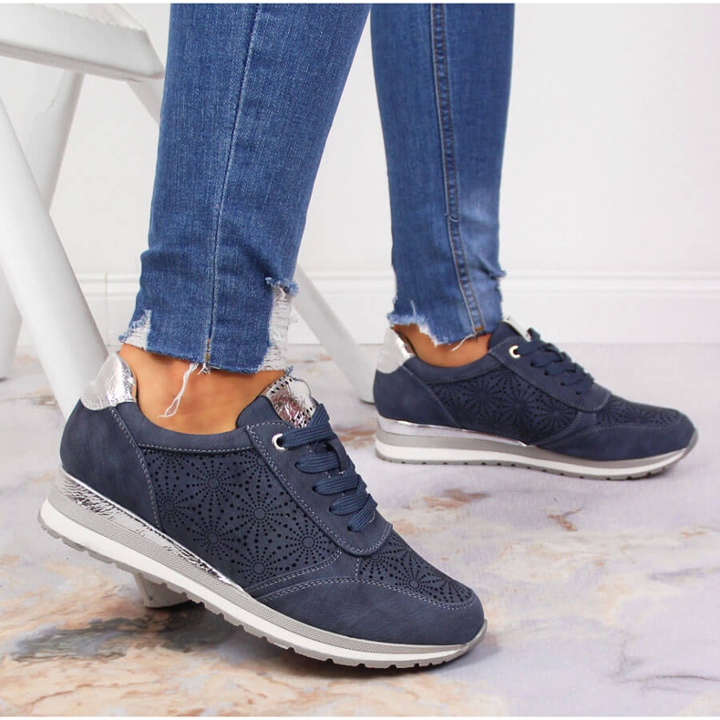 Sneakers Jezzi da donna in suede blu 2