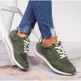 Sneakers Jezzi da donna in suede verde 1