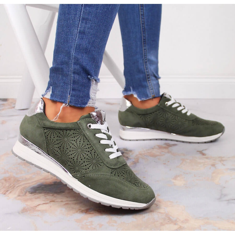 Sneakers Jezzi da donna in suede verde 2