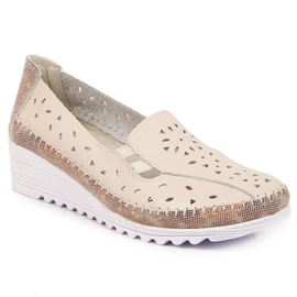 Scarpe comode da donna in pelle, beige T.Sokolski 1