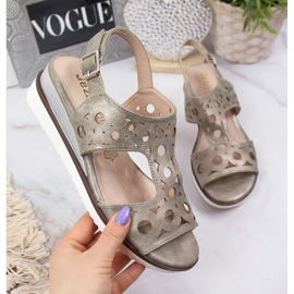 Sandali con zeppa da donna Jezzi d'oro 1