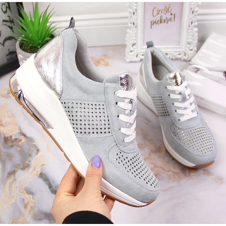 Scarpe con zeppa da donna blu Jezzi 1