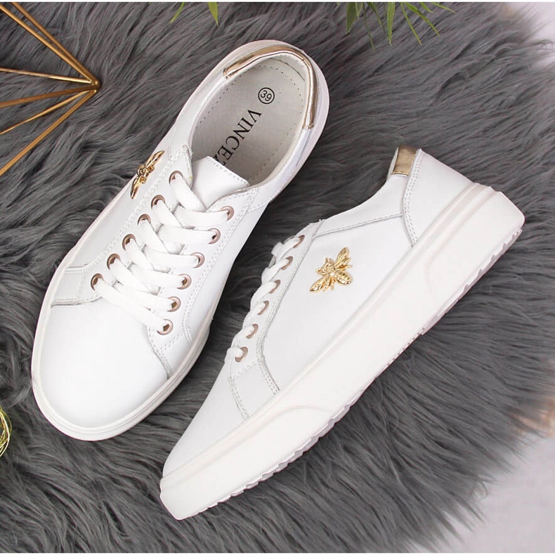 Scarpe da donna in pelle con plateau Vinceza bianco 2