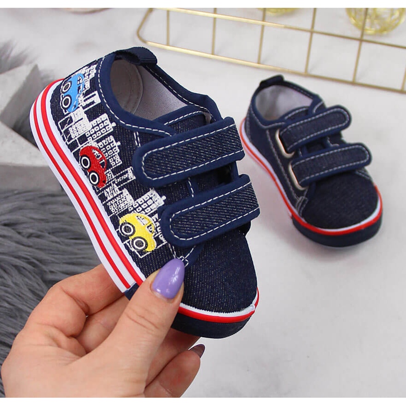 Sneakers Atletico blu navy con velcro per ragazzi 1