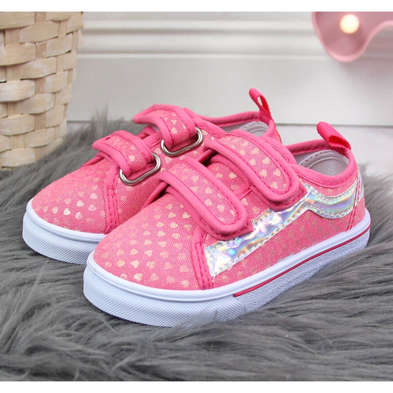 Sneakers rosa da ragazza Atletico con velcro 2