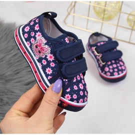 Sneakers Atletico blu navy con velcro per ragazze rosa 1