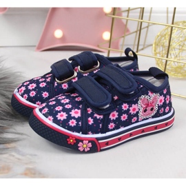 Sneakers Atletico blu navy con velcro per ragazze rosa 2