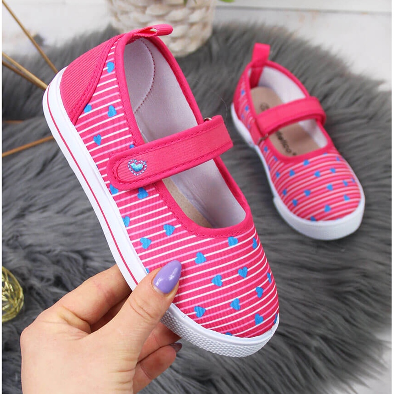 Sneakers da bambina ballerine con velcro Atletico rosa 1