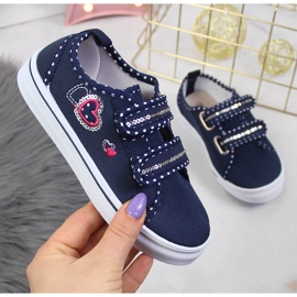 Sneakers Atletico blu navy con velcro per ragazze 1