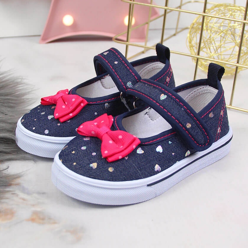 Ballerine da bambina con velcro Atletico blu navy 2
