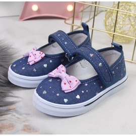 Ballerine da bambina con velcro e fiocco Atletico blu navy blu 2