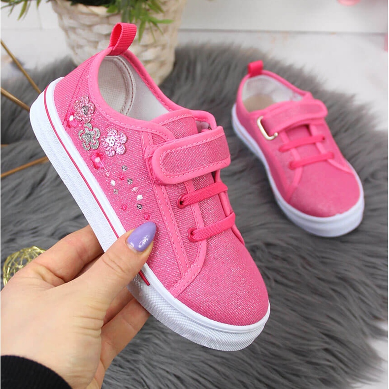 Sneakers rosa da ragazza Atletico con velcro 1