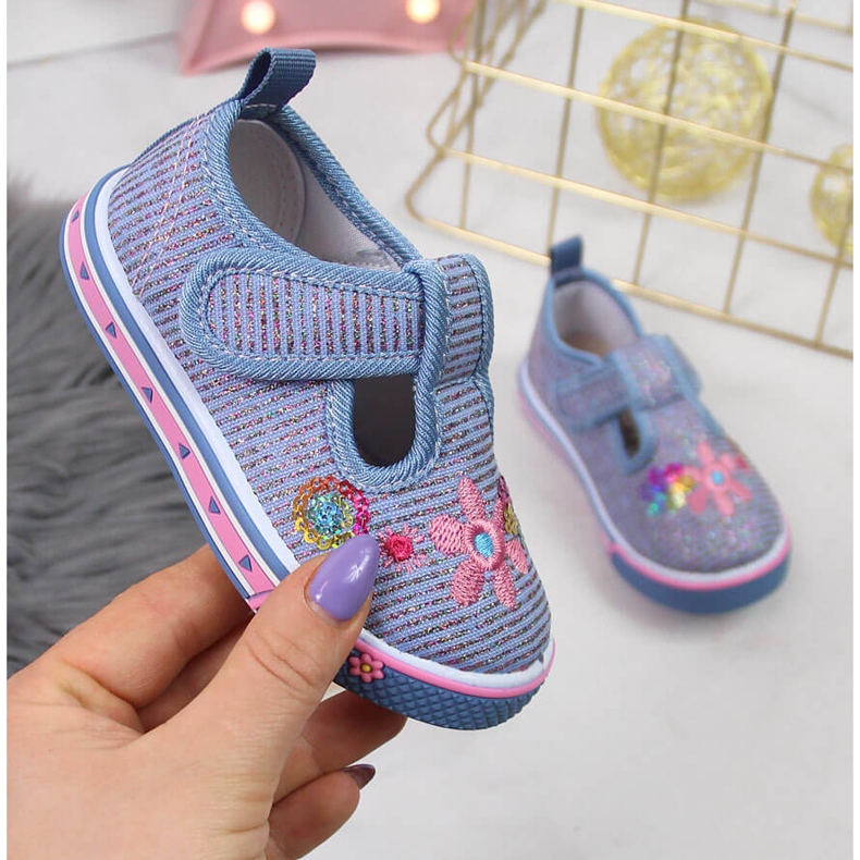 Sneakers Atletico blu con velcro per ragazze 1
