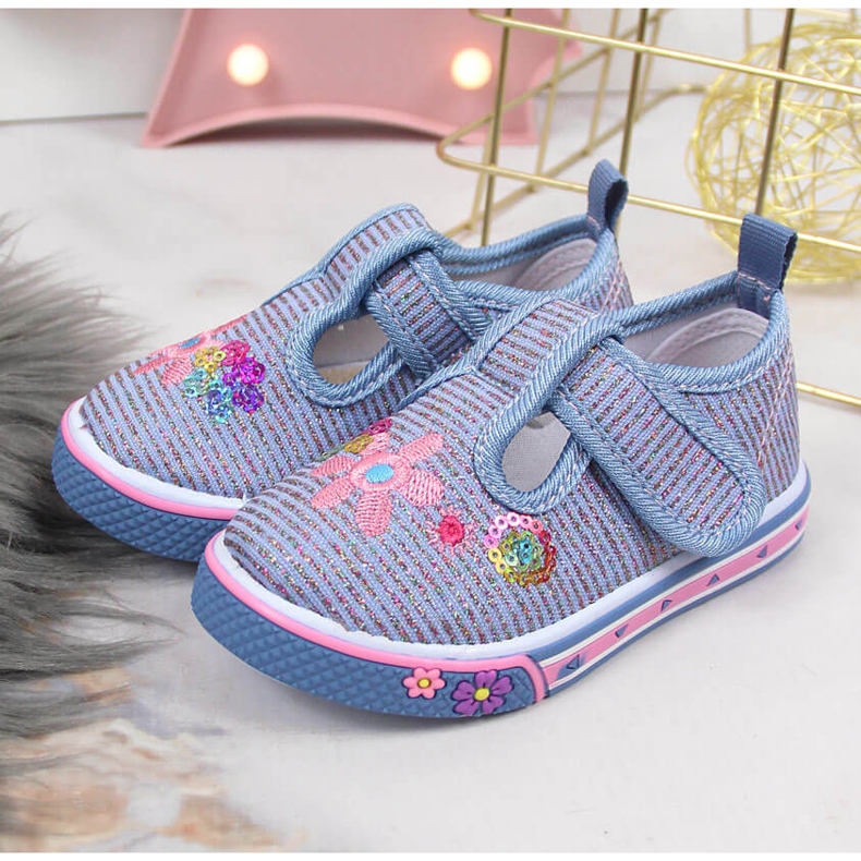 Sneakers Atletico blu con velcro per ragazze 2