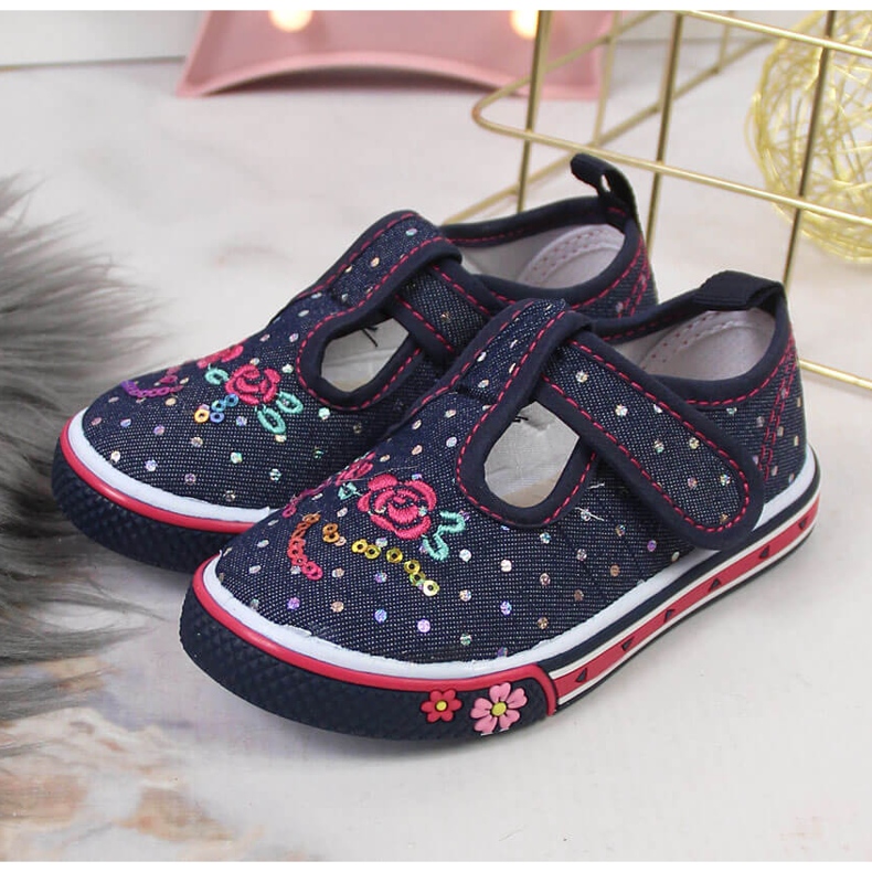 Sneakers da bambina con velcro pois blu navy Atletico 2
