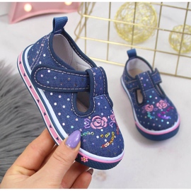 Sneakers da bambina con velcro Pois blu Atletico blu navy 1