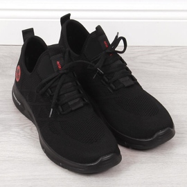 Scarpe sportive da uomo in rete nera Rieker B7376-00 nero 2