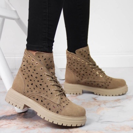 Stivali da donna in pelle beige primavera traforati Filippo 2