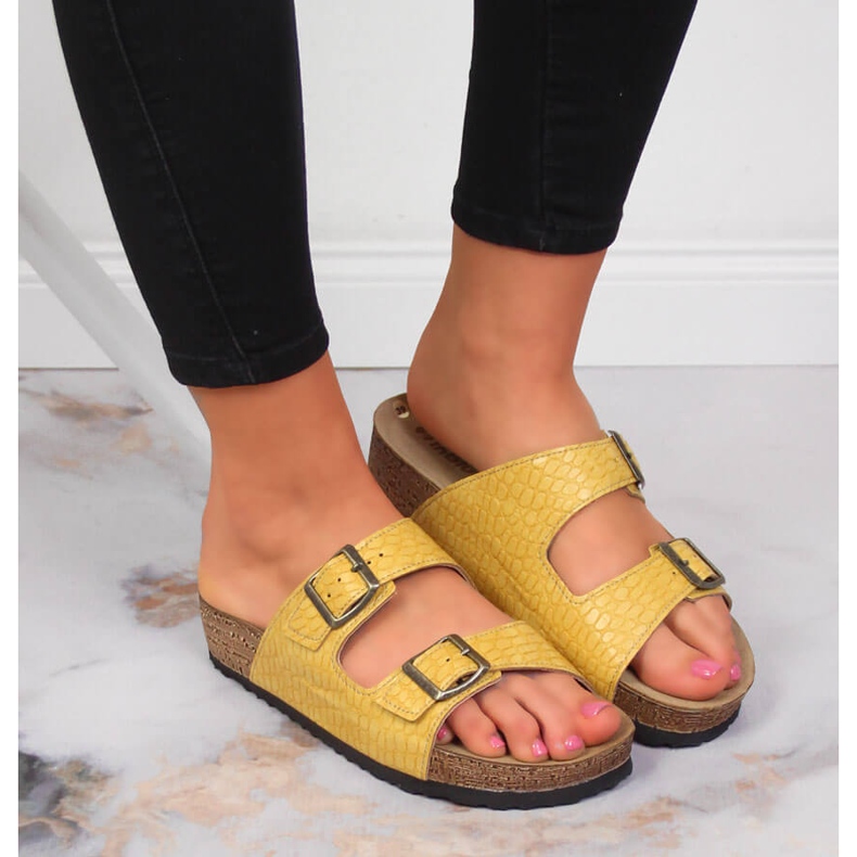 Ciabatte da donna Inblu gialle con fibbie giallo 2