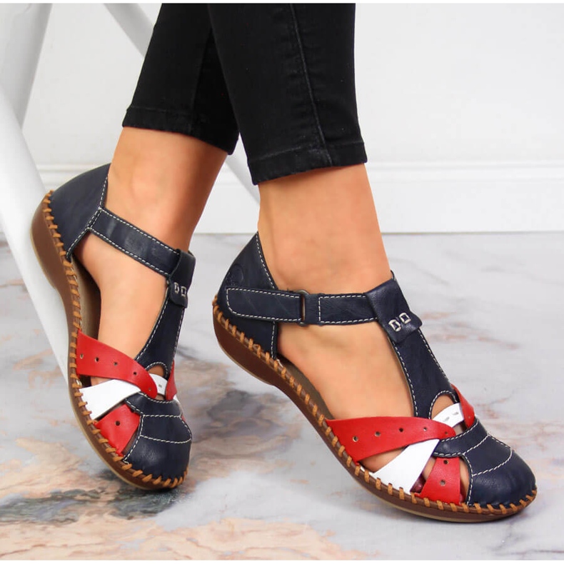 Sandali da donna Rieker M1655-15 blu navy con velcro 1