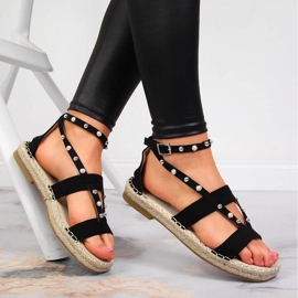 S.Barski Sandali neri da donna espadrillas con perle di S. Barski nero 1