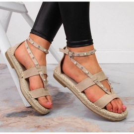 S.Barski Sandali da donna, espadrillas con perle beige, S. Bararski 1