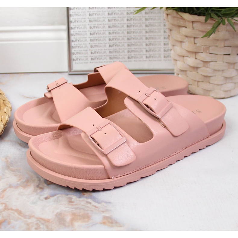 S.Barski Ciabatte da donna in gomma con fermagli rosa acceso S. Barski 1