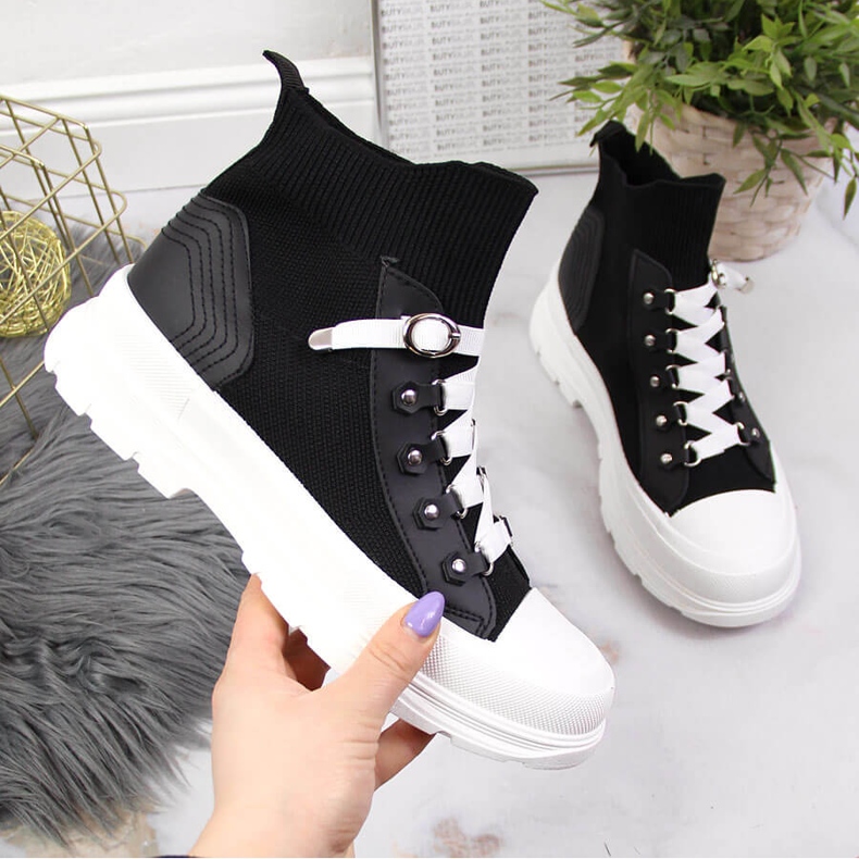 Sneakers alte da donna Atletico nere nero 1