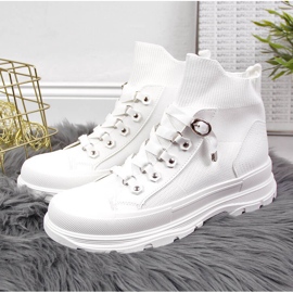 Sneakers alte da donna sulla piattaforma bianca dell'Atletico bianco 1