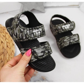 Sandali American Club in schiuma di velcro per ragazzi nero grigio multicolore verde 1