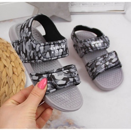 Sandali da bambino in gommapiuma grigia con velcro American Club grigio 1