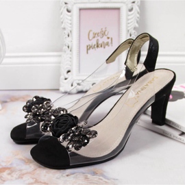 Sandali da donna trasparenti con pietre Sabatina nere nero 2
