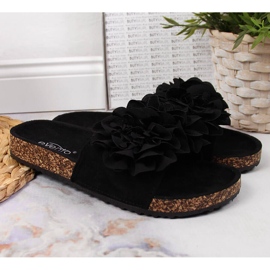 Ciabatte da donna nere con fiori eVento nero 2