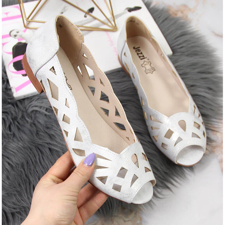 Ballerine da donna traforate argento Jezzi 1