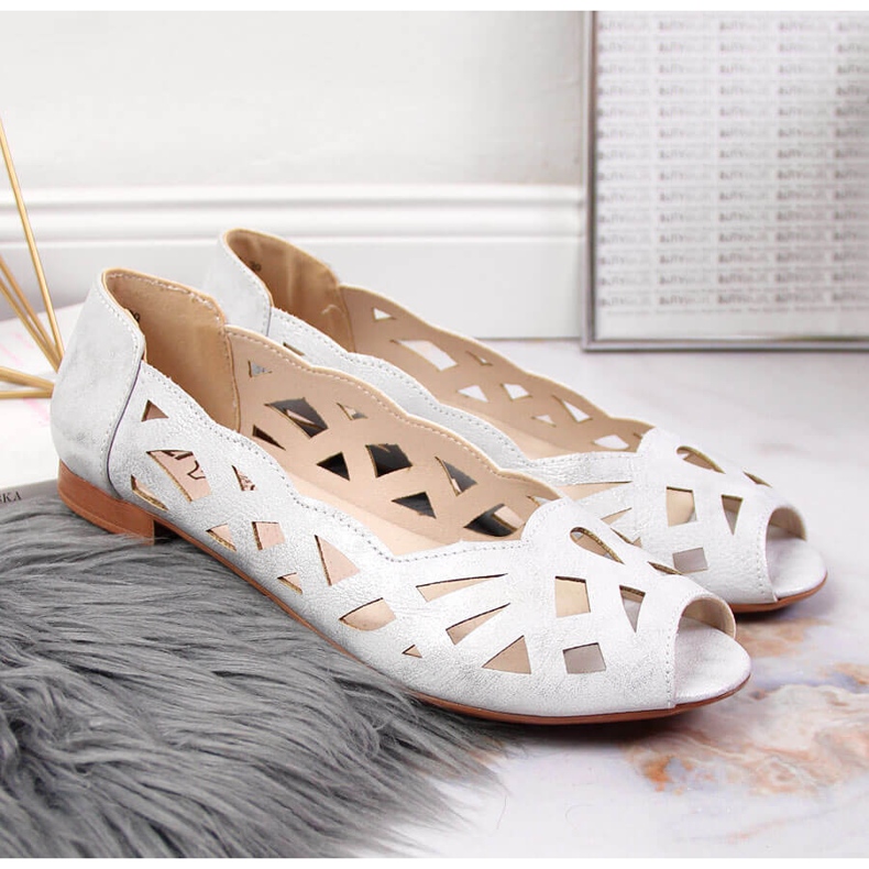 Ballerine da donna traforate argento Jezzi 2