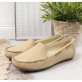Mocassini da donna in pelle beige chiaro Helios 398 2