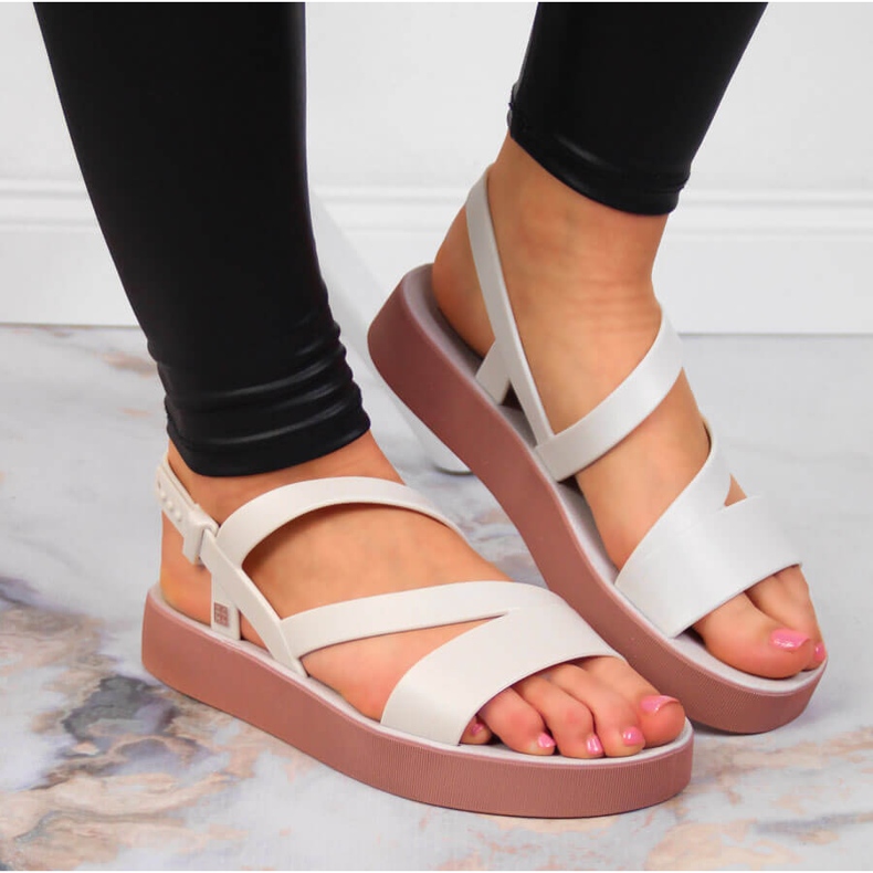 Sandali da donna color crema di gomma Zaxy JJ285053 beige multicolore 2