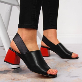 Sandali da donna Filippo neri in pelle con elastico nero 2