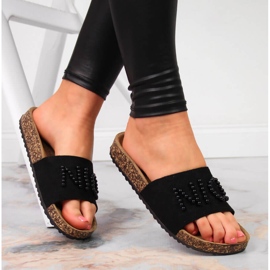 Ciabatte da donna nere con perle eVento nero 1