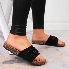 Ciabatte da donna nere con perle eVento nero 2