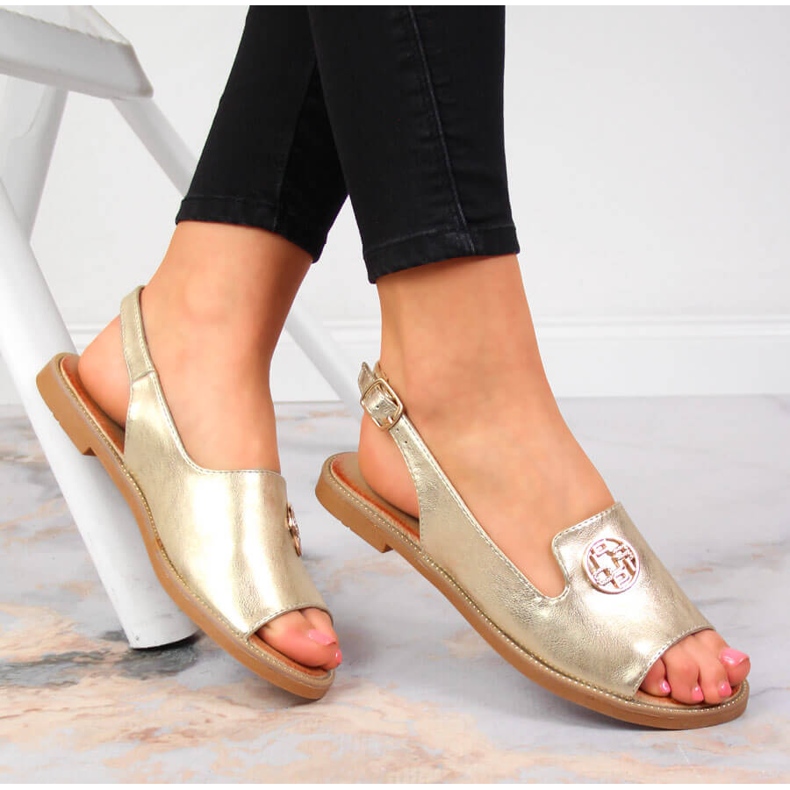 Sandali da donna con decoro Filippo dorato d'oro 1