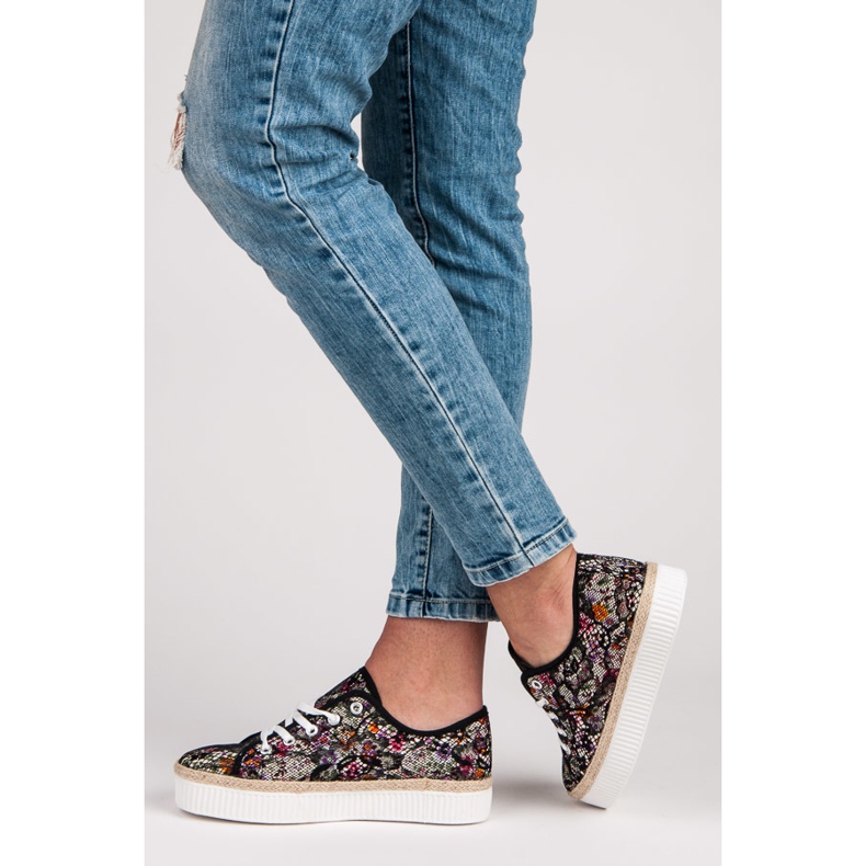Kylie Espadrillas in pizzo con fiori multicolore 1
