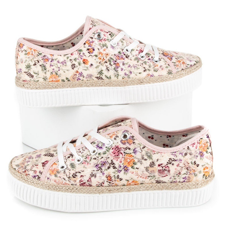 Kylie Espadrillas in pizzo con fiori multicolore 2