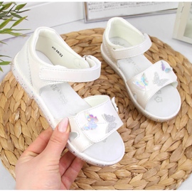 Sandali bianchi con velcro per ragazze American Club bianco 1