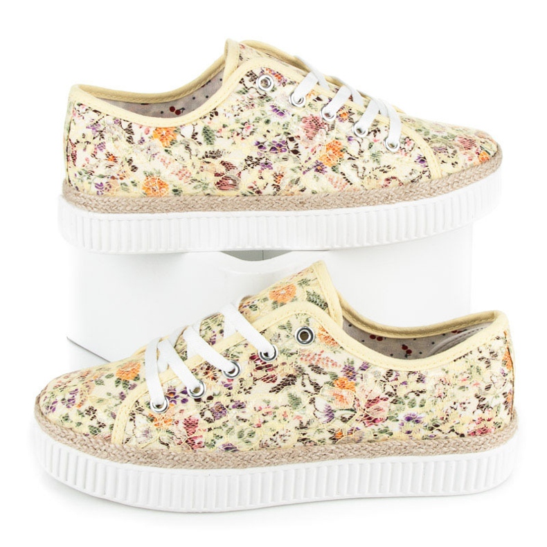 Kylie Espadrillas in pizzo con fiori multicolore 1