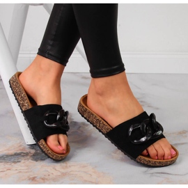 Ciabatte da donna Jezzi nere con catena nero 1