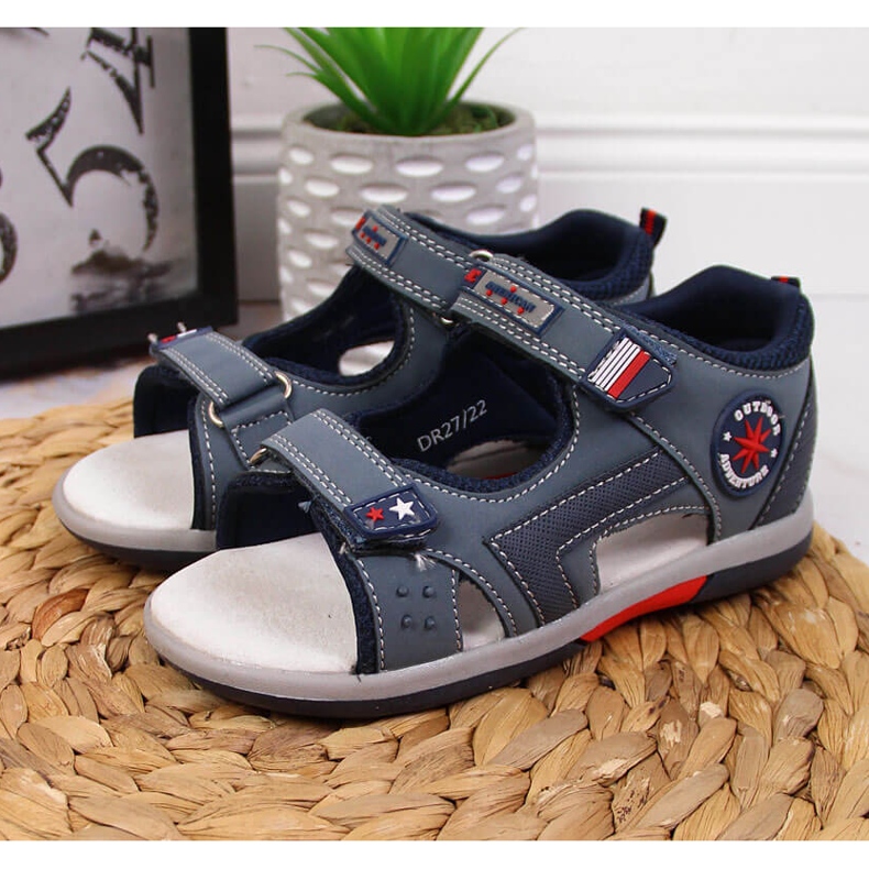 Sandali con velcro blu navy American Club per ragazzi 2