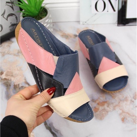 Comode ciabatte da donna in pelle Artiker colorate multicolore 1